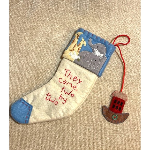 Noah's Arc Baby Infant Christmas Stocking Decorative Elephant Giraffe Anchor - Picture 2 of 9
